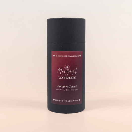 Garnet red crystal wax melts product - January birthstone - winter berry spice scent