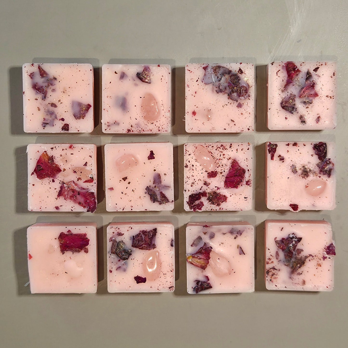 Pink Stone & Petals | Rose Quartz Topped Wax Melts