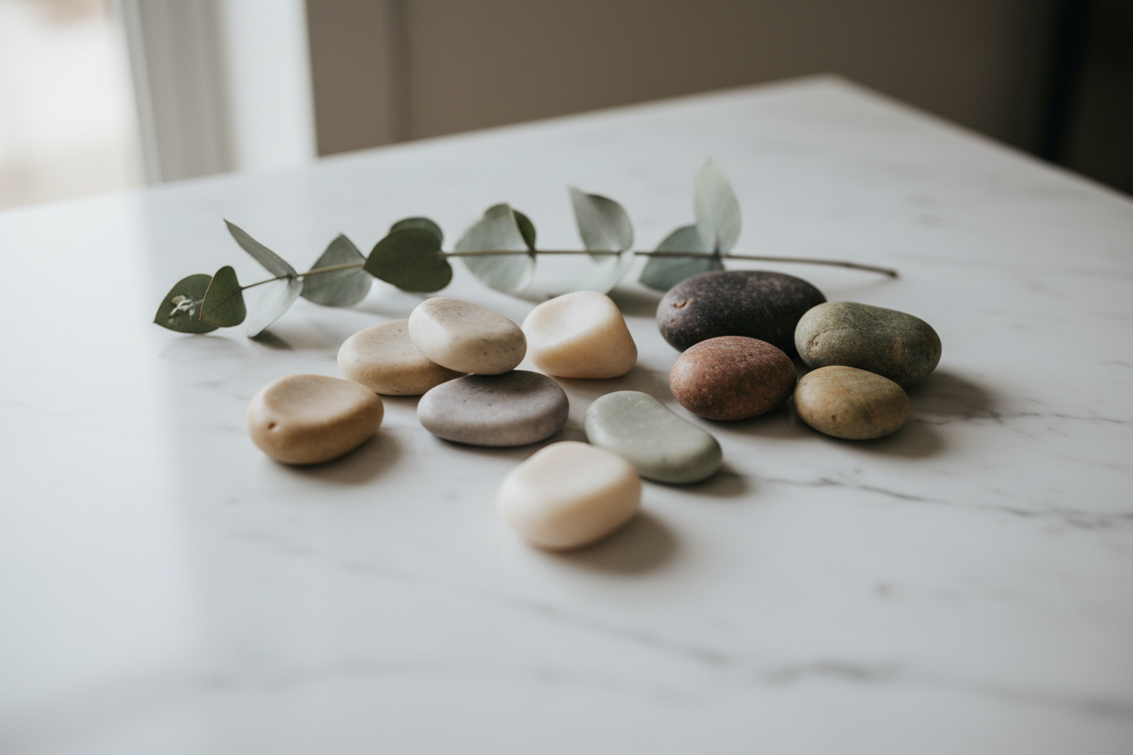 Lake stone natural wax melts with botanicals - wilderness pine scent - cottagecore home