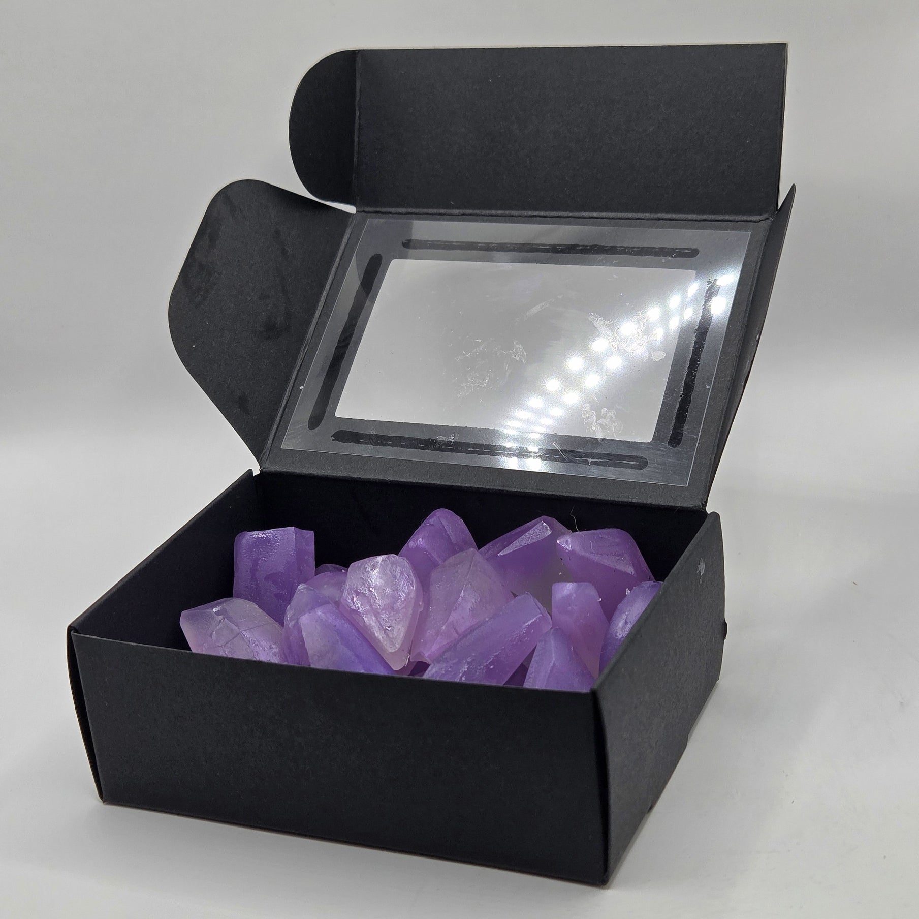 amethyst crystal wax melts in box