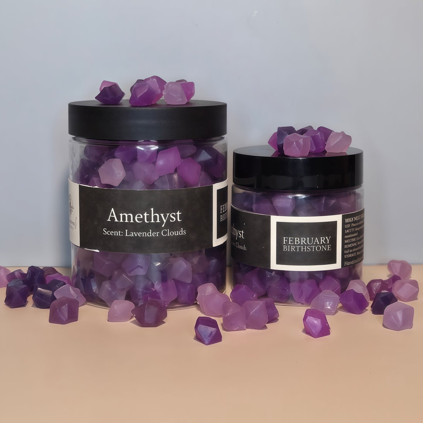 Amethyst purple wax melts - February birthstone with lavender scent - handmade crystal inspired beeswax
