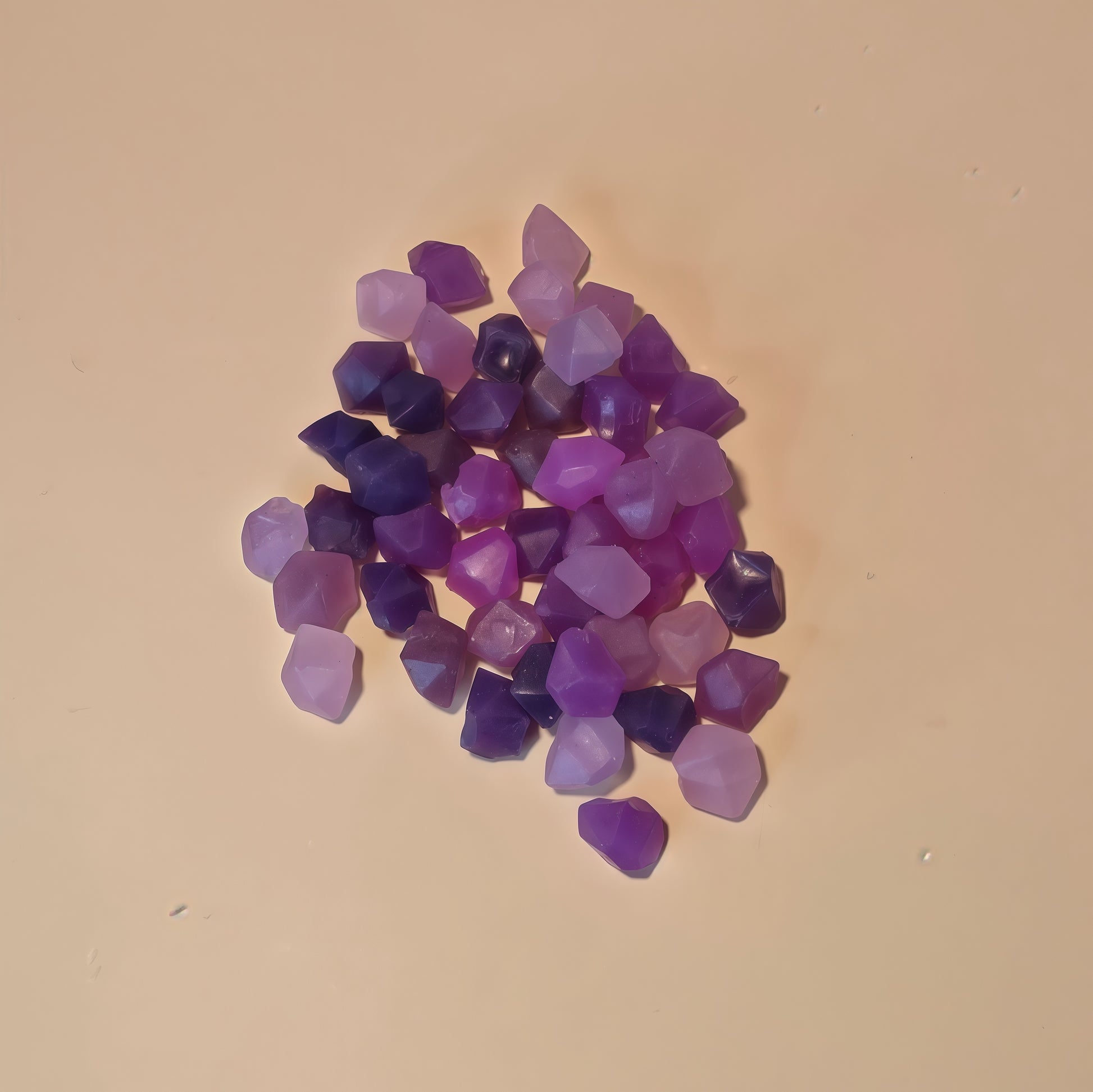 February birthstone amethyst wax melts close up - lavender clouds scent - unique jelly wax blend
