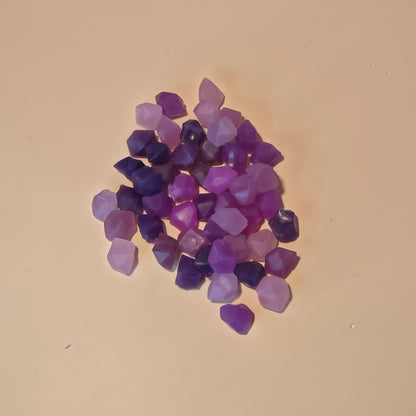February birthstone amethyst wax melts close up - lavender clouds scent - unique jelly wax blend