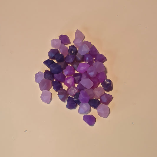 February birthstone amethyst wax melts close up - lavender clouds scent - unique jelly wax blend