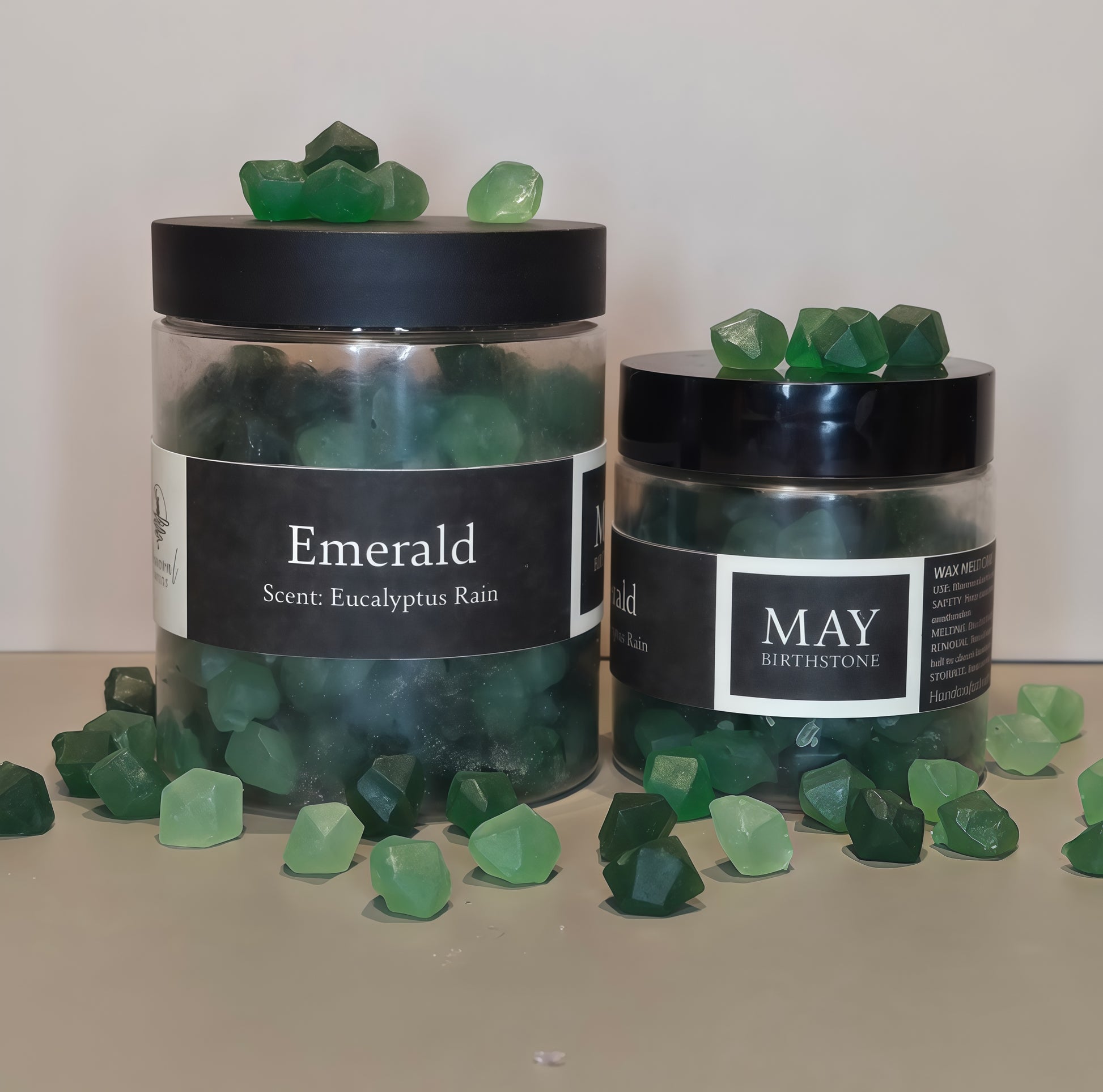 Emerald green wax melts - May birthstone fresh garden breeze scent - crystal inspired beeswax