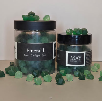 Emerald green wax melts - May birthstone fresh garden breeze scent - crystal inspired beeswax