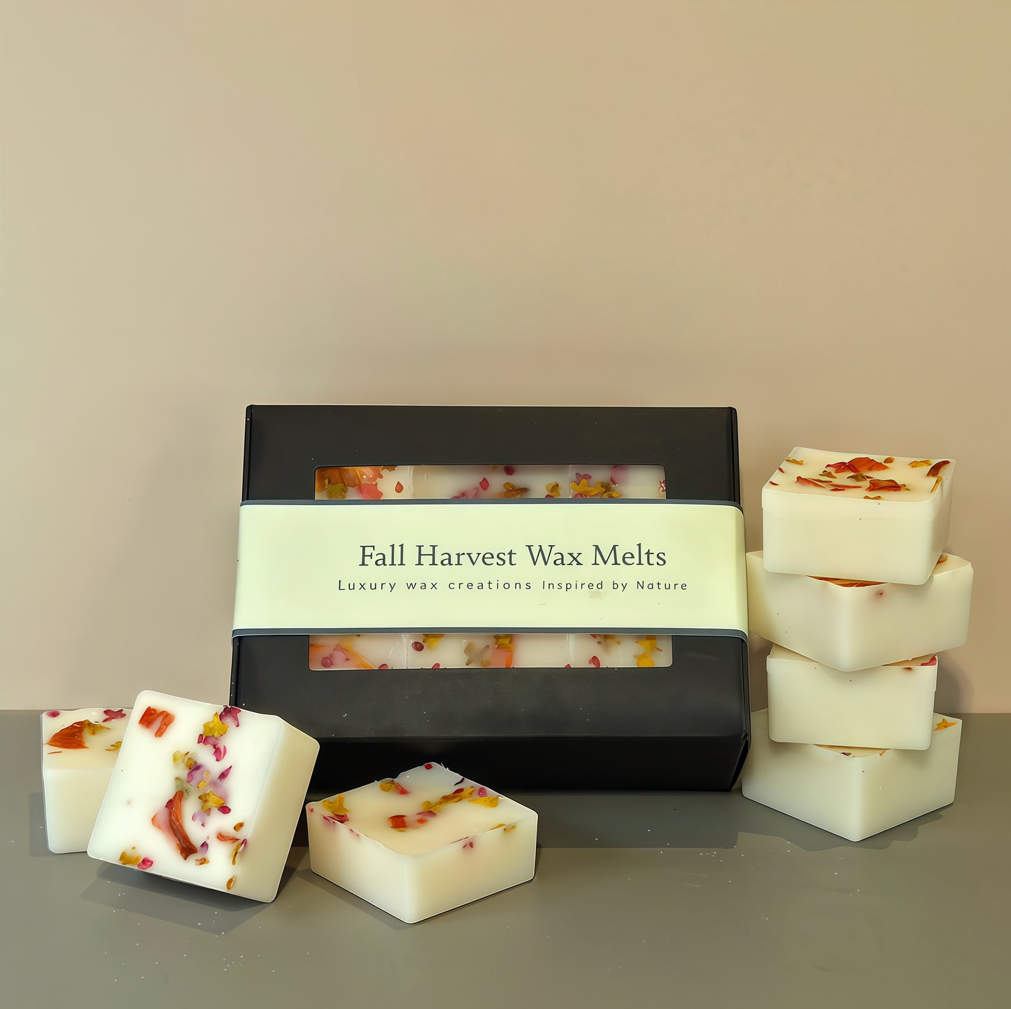 Autumn harvest soy wax melts with real dried leaves - fall home fragrance decor