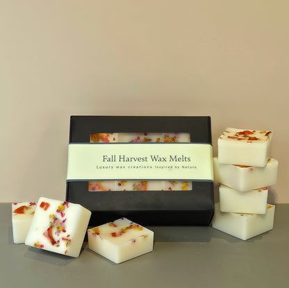 Autumn harvest soy wax melts with real dried leaves - fall home fragrance decor