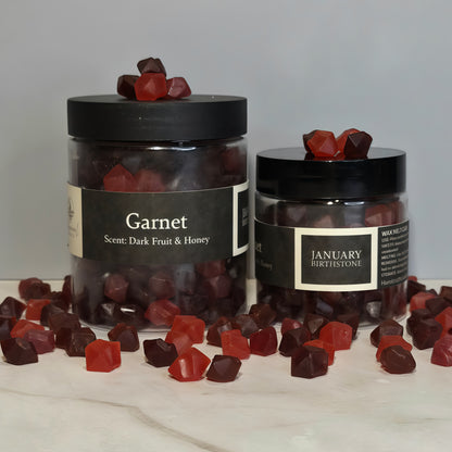 Garnet red wax melts - January birthstone with dark fruit and honey scent - handmade beeswax blend