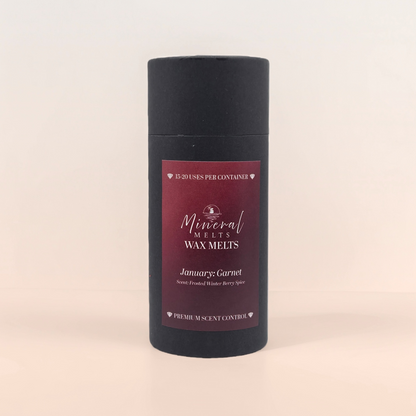 Garnet red crystal wax melts product - January birthstone - winter berry spice scent