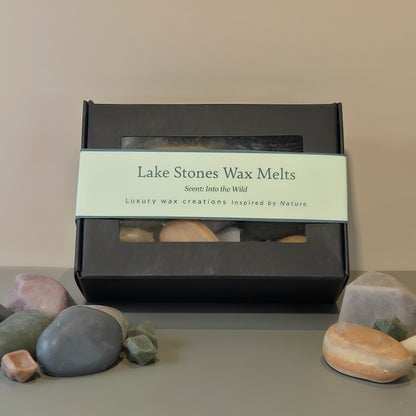 Lake stone wax melts - gray brown green natural pebbles - wilderness pine scent soy wax