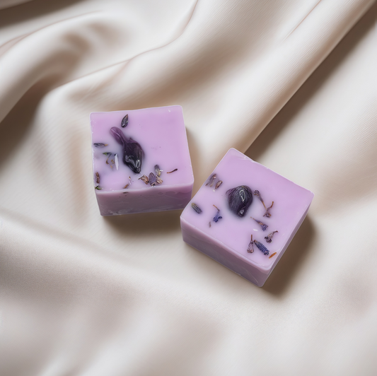 Amethyst topped wax melts with real crystal chips and lavender - bedtime lavender dreams scent