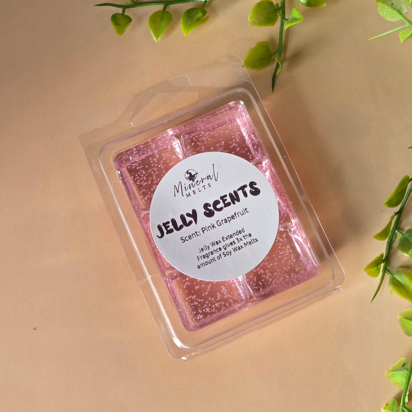 Pink grapefruit jelly wax melts - translucent citrus scent - 60 hour reusable gel wax
