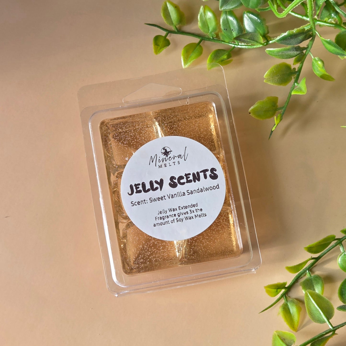 Sweet vanilla sandalwood jelly wax melts - earthy calming scent - reusable gel wax 60 hours