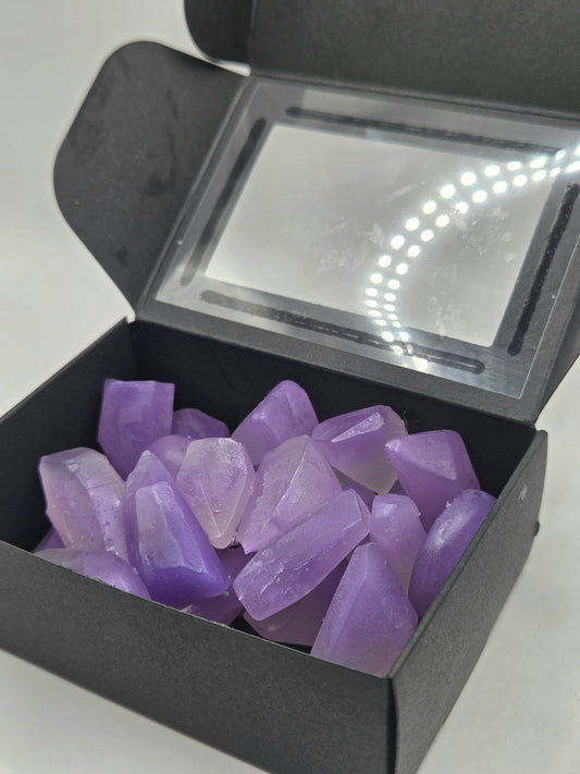 amethyst crystal wax melts purple and clear