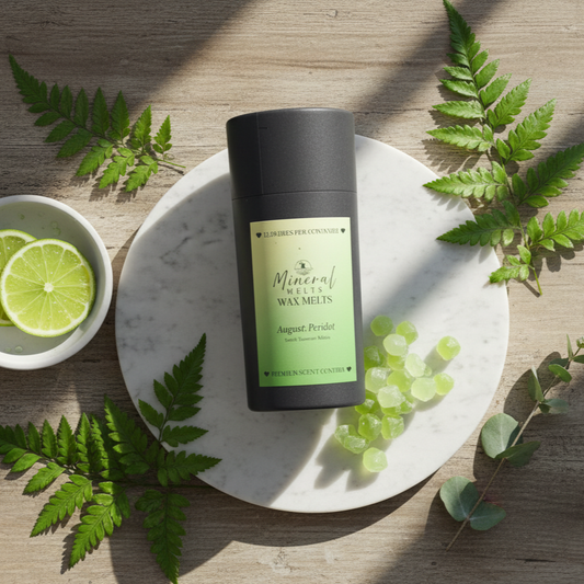 Peridot August birthstone wax melts with melon - summer fresh scent - handmade soy wax