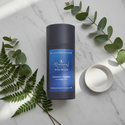 Sapphire September birthstone wax melts on marble - midnight wishes scent - handmade