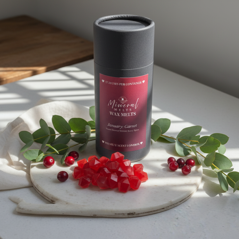 Garnet January birthstone wax melts with winter berries - frosted spice scent - handmade