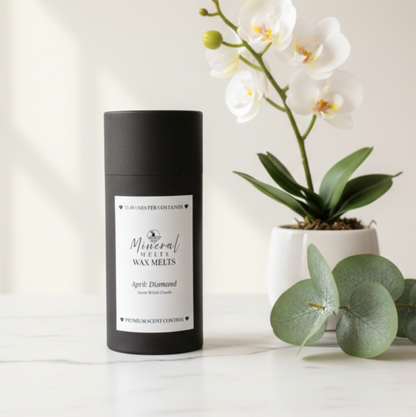 Diamond crystal wax melts lifestyle flatlay - April birthstone - cottagecore home decor